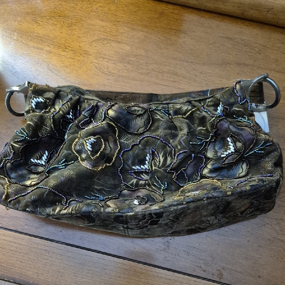 Sean Collection Floral Embroidered Bag - Black and Gold